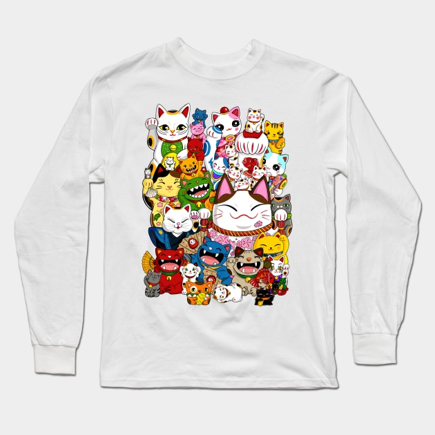 Maneki Neko (Lucky Cat) Collection Long Sleeve T-Shirt by Marta Tesoro